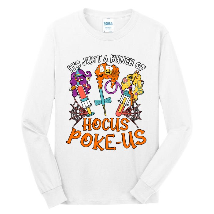 Hocus Pokeus Witch Nurse Halloween Medical Lab Tech Spooky Tall Long Sleeve T-Shirt