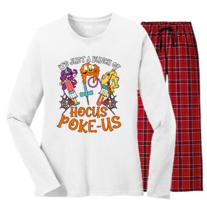 Hocus Pokeus Witch Nurse Halloween Medical Lab Tech Spooky Women's Long Sleeve Flannel Pajama Set 