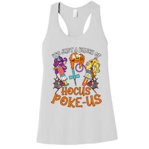 Hocus Pokeus Witch Nurse Halloween Medical Lab Tech Spooky Women's Racerback Tank