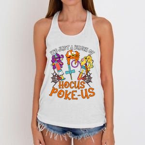 Hocus Pokeus Witch Nurse Halloween Medical Lab Tech Spooky Women's Knotted Racerback Tank