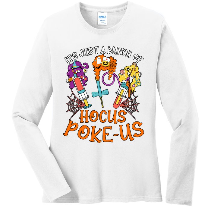 Hocus Pokeus Witch Nurse Halloween Medical Lab Tech Spooky Ladies Long Sleeve Shirt