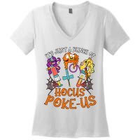 Hocus Pokeus Witch Nurse Halloween Medical Lab Tech Spooky Women's V-Neck T-Shirt