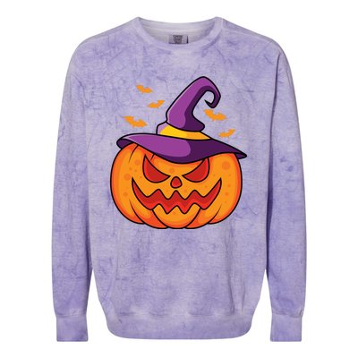 Halloween Pumpkin Witch Colorblast Crewneck Sweatshirt