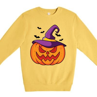 Halloween Pumpkin Witch Premium Crewneck Sweatshirt