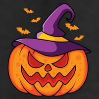 Halloween Pumpkin Witch 7 Panel Mesh Trucker Snapback Hat