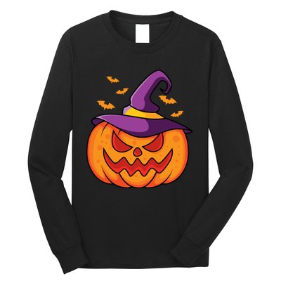 Halloween Pumpkin Witch Long Sleeve Shirt