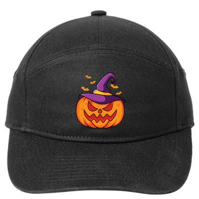 Halloween Pumpkin Witch 7-Panel Snapback Hat