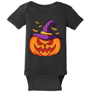 Halloween Pumpkin Witch Baby Bodysuit