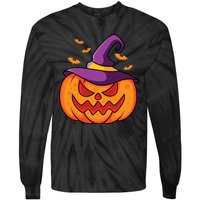 Halloween Pumpkin Witch Tie-Dye Long Sleeve Shirt