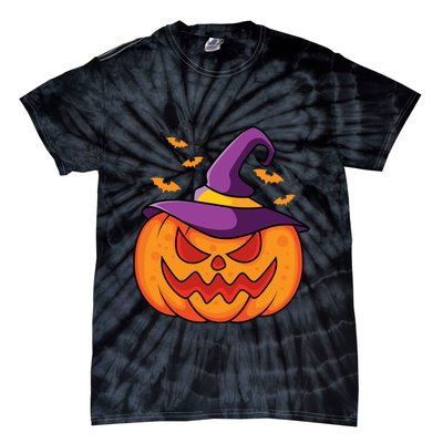 Halloween Pumpkin Witch Tie-Dye T-Shirt