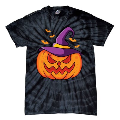 Halloween Pumpkin Witch Tie-Dye T-Shirt