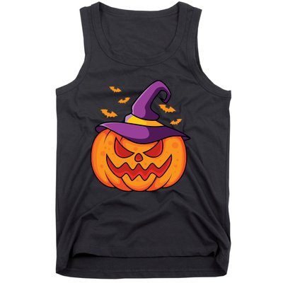 Halloween Pumpkin Witch Tank Top