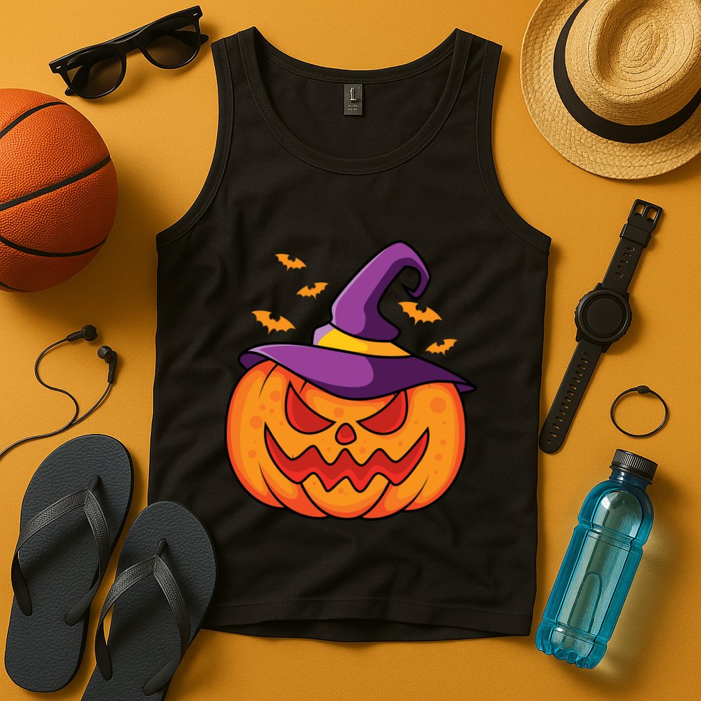 Halloween Pumpkin Witch Tank Top