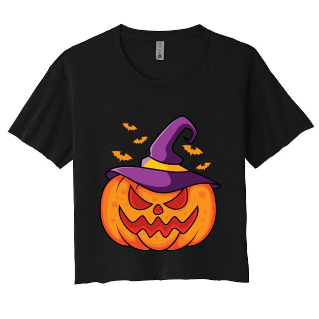 Halloween Pumpkin Witch Crop Top