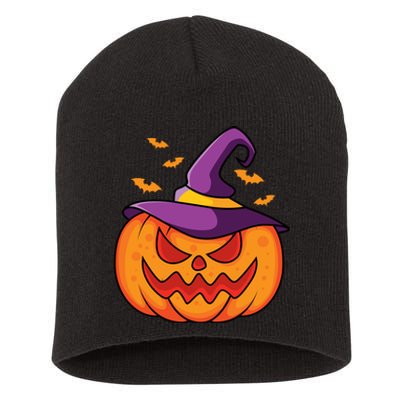 Halloween Pumpkin Witch Short Acrylic Beanie