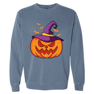 Halloween Pumpkin Witch Garment-Dyed Sweatshirt