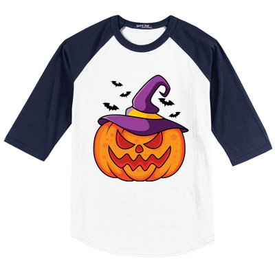 Halloween Pumpkin Witch Baseball Sleeve Shirt