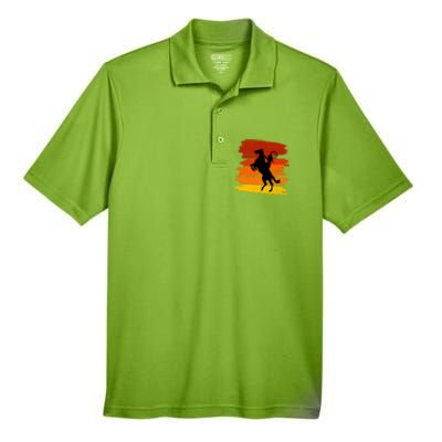 Horse Power With Wild Cow For Country Lovers Gift Men's Origin Performance Pique Polo