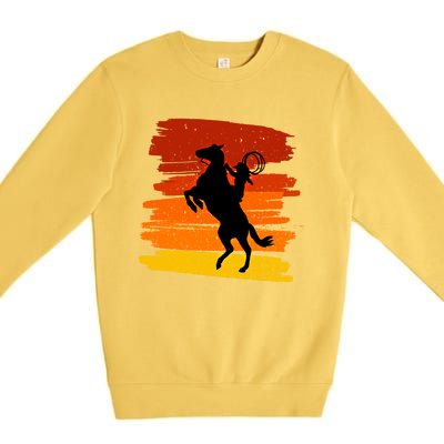 Horse Power With Wild Cow For Country Lovers Gift Premium Crewneck Sweatshirt