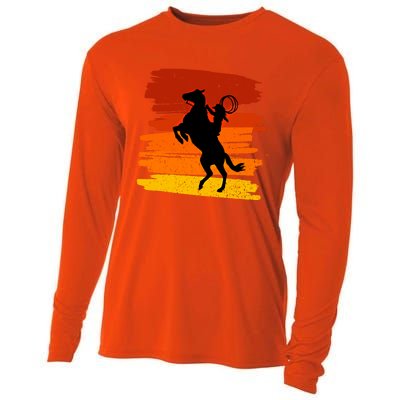 Horse Power With Wild Cow For Country Lovers Gift Cooling Performance Long Sleeve Crew