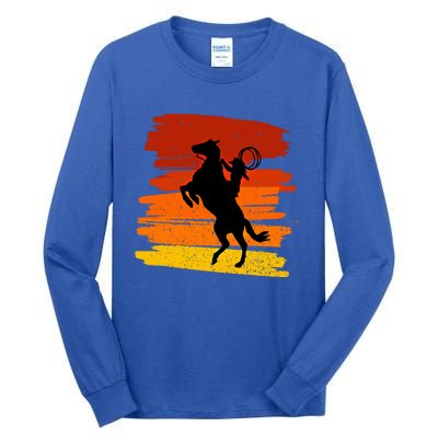 Horse Power With Wild Cow For Country Lovers Gift Tall Long Sleeve T-Shirt