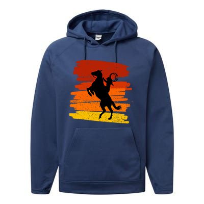 Horse Power With Wild Cow For Country Lovers Gift Performance Fleece Hoodie