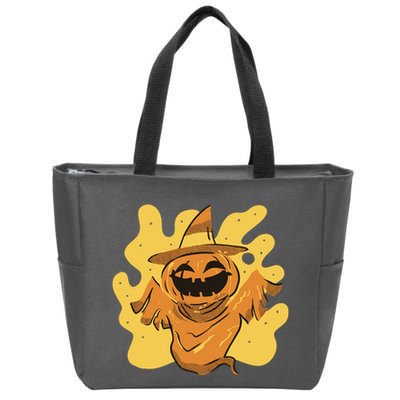Halloween Pumpkin Witch Zip Tote Bag