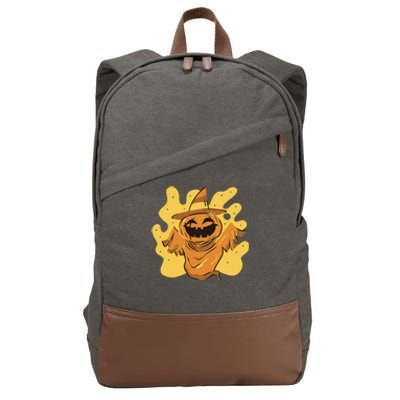 Halloween Pumpkin Witch Cotton Canvas Backpack