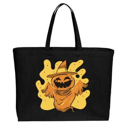 Halloween Pumpkin Witch Cotton Canvas Jumbo Tote