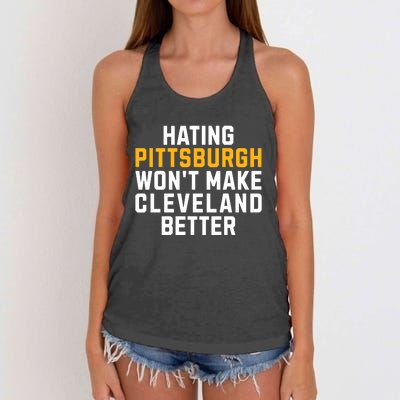 Hating Pittsburgh WonT Make Cleveland Better Women's Knotted Racerback Tank