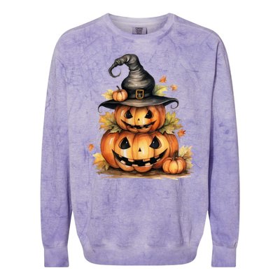 Halloween Pumpkin Witch Fall Autumn Illustration Colorblast Crewneck Sweatshirt