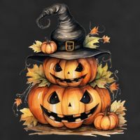 Halloween Pumpkin Witch Fall Autumn Illustration 7 Panel Mesh Trucker Snapback Hat