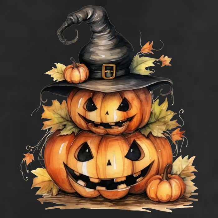 Halloween Pumpkin Witch Fall Autumn Illustration 7 Panel Mesh Trucker Snapback Hat