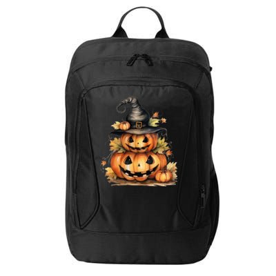 Halloween Pumpkin Witch Fall Autumn Illustration City Backpack