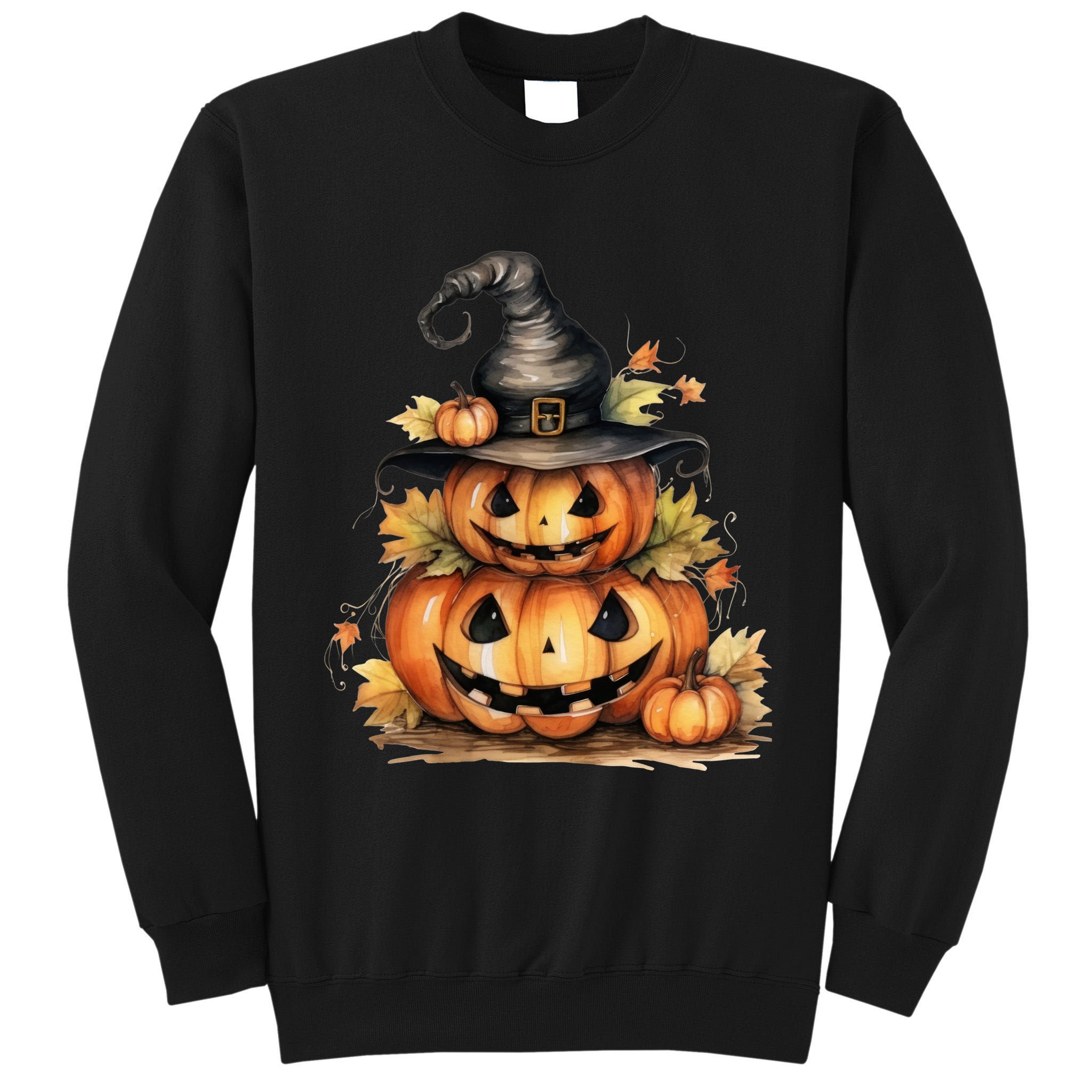 Halloween Pumpkin Witch Fall Autumn Illustration Tall Sweatshirt