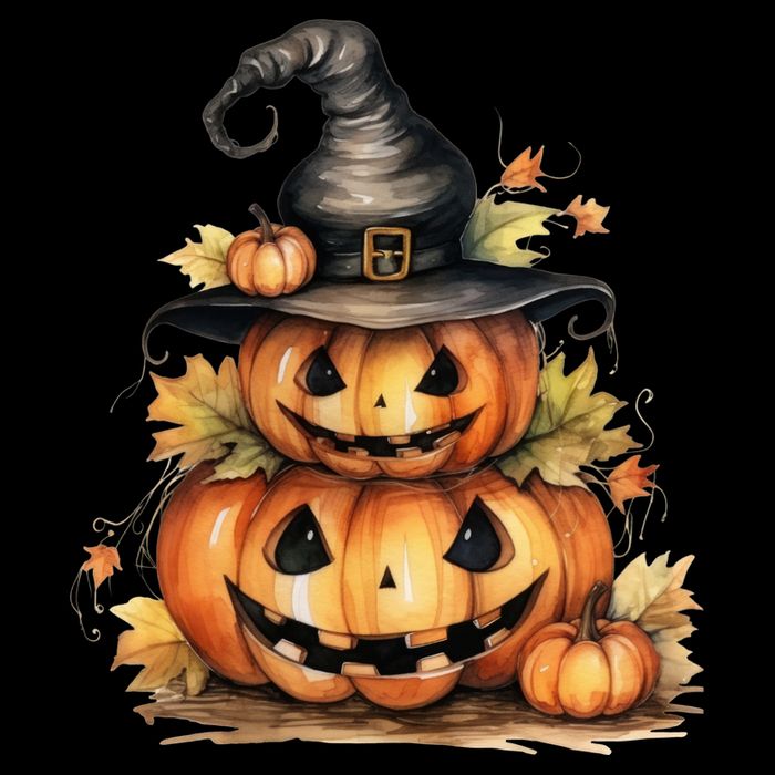 Halloween Pumpkin Witch Fall Autumn Illustration Womens T-Shirt