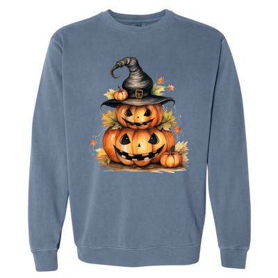 Halloween Pumpkin Witch Fall Autumn Illustration Garment-Dyed Sweatshirt