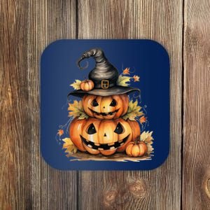 Halloween Pumpkin Witch Fall Autumn Illustration Coaster