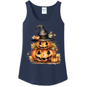 Halloween Pumpkin Witch Fall Autumn Illustration Ladies Essential Tank