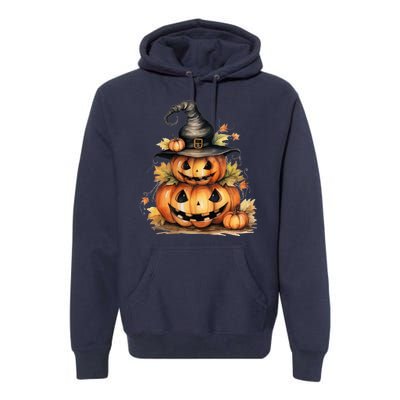 Halloween Pumpkin Witch Fall Autumn Illustration Premium Hoodie