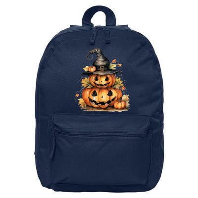 Halloween Pumpkin Witch Fall Autumn Illustration 16 in Basic Backpack