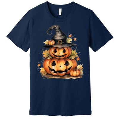 Halloween Pumpkin Witch Fall Autumn Illustration Premium T-Shirt