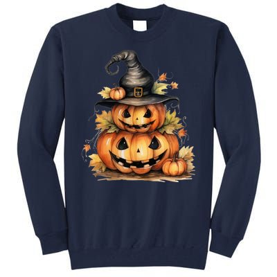 Halloween Pumpkin Witch Fall Autumn Illustration Tall Sweatshirt