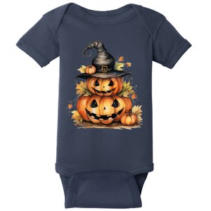 Halloween Pumpkin Witch Fall Autumn Illustration Baby Bodysuit