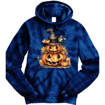 Halloween Pumpkin Witch Fall Autumn Illustration Tie Dye Hoodie