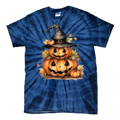 Halloween Pumpkin Witch Fall Autumn Illustration Tie-Dye T-Shirt