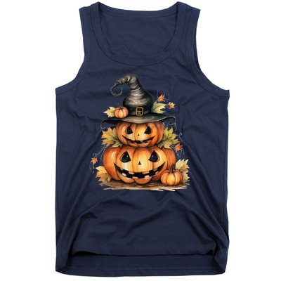 Halloween Pumpkin Witch Fall Autumn Illustration Tank Top