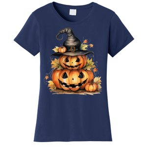 Halloween Pumpkin Witch Fall Autumn Illustration Women's T-Shirt