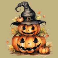 Halloween Pumpkin Witch Fall Autumn Illustration Button