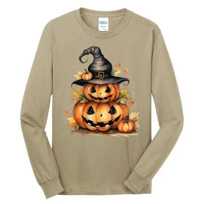 Halloween Pumpkin Witch Fall Autumn Illustration Tall Long Sleeve T-Shirt